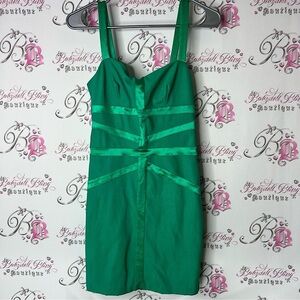 Bebe dress bodycon bandage style y2k shiny trim details Vibrant Green Dress
